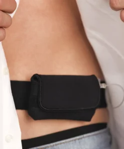 Adjustable insulin pump hip bag with buckle strap