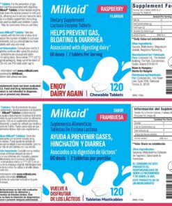 Milkaid Lactase Enzyme Tablets 120s | Raspberry Flavour - Image 9